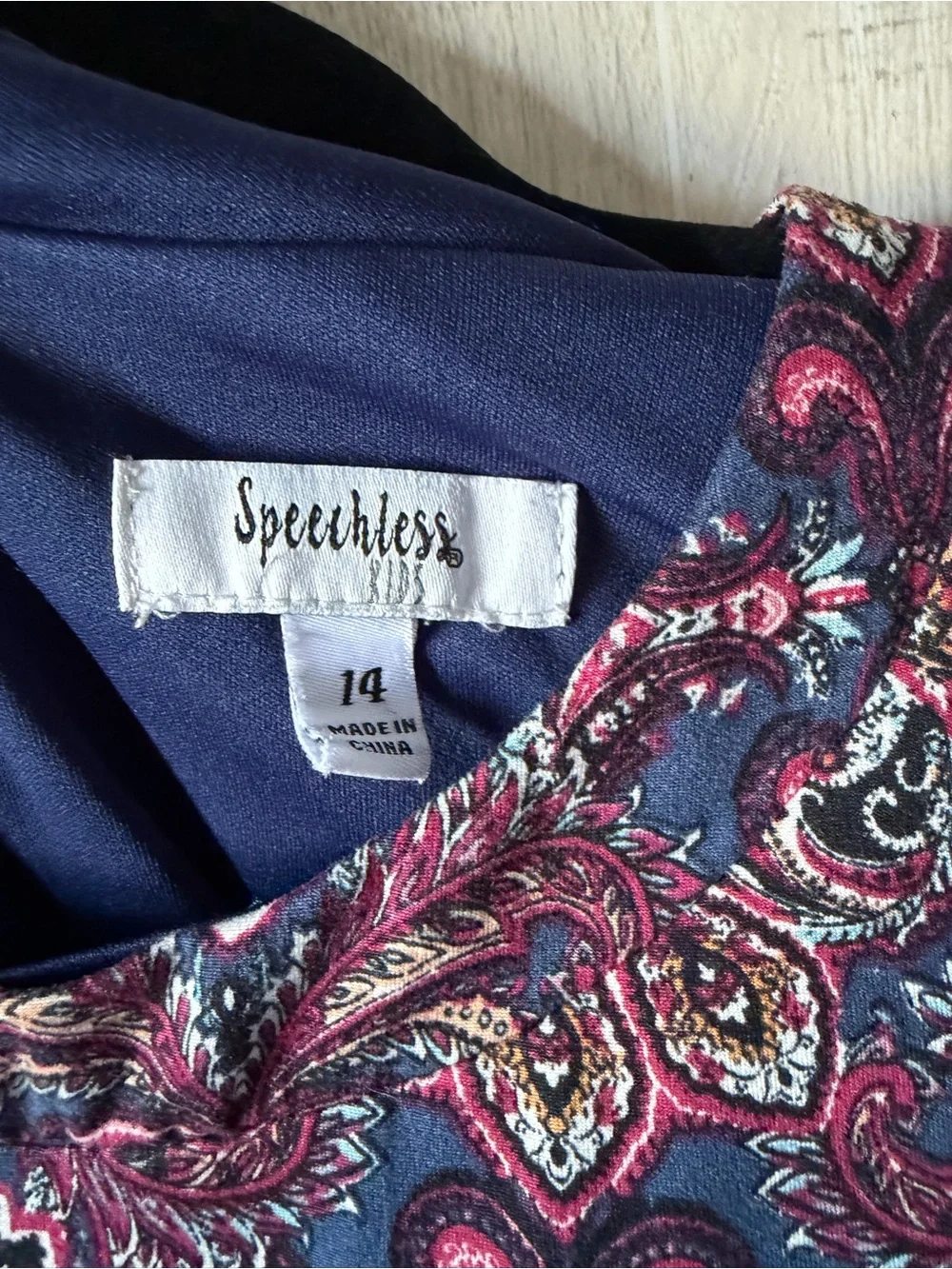 Speechless Navy and Pink Paisley Scoop Neck Dress